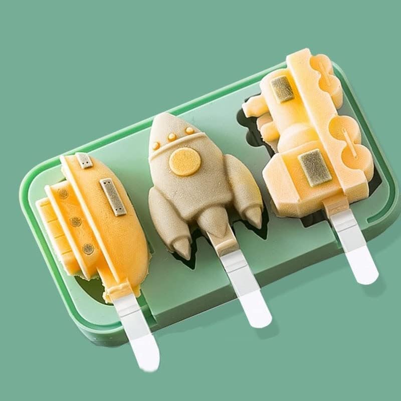 2 Pack Silicone Popsicle Moulds with Attached Lids, Silicone Frozen Popsicles Molds, BPA Free Popsicle Mold Reusable Easy Release Ice Pop Maker, Food Grade Silicone Ice Pop Cream Mold (1)