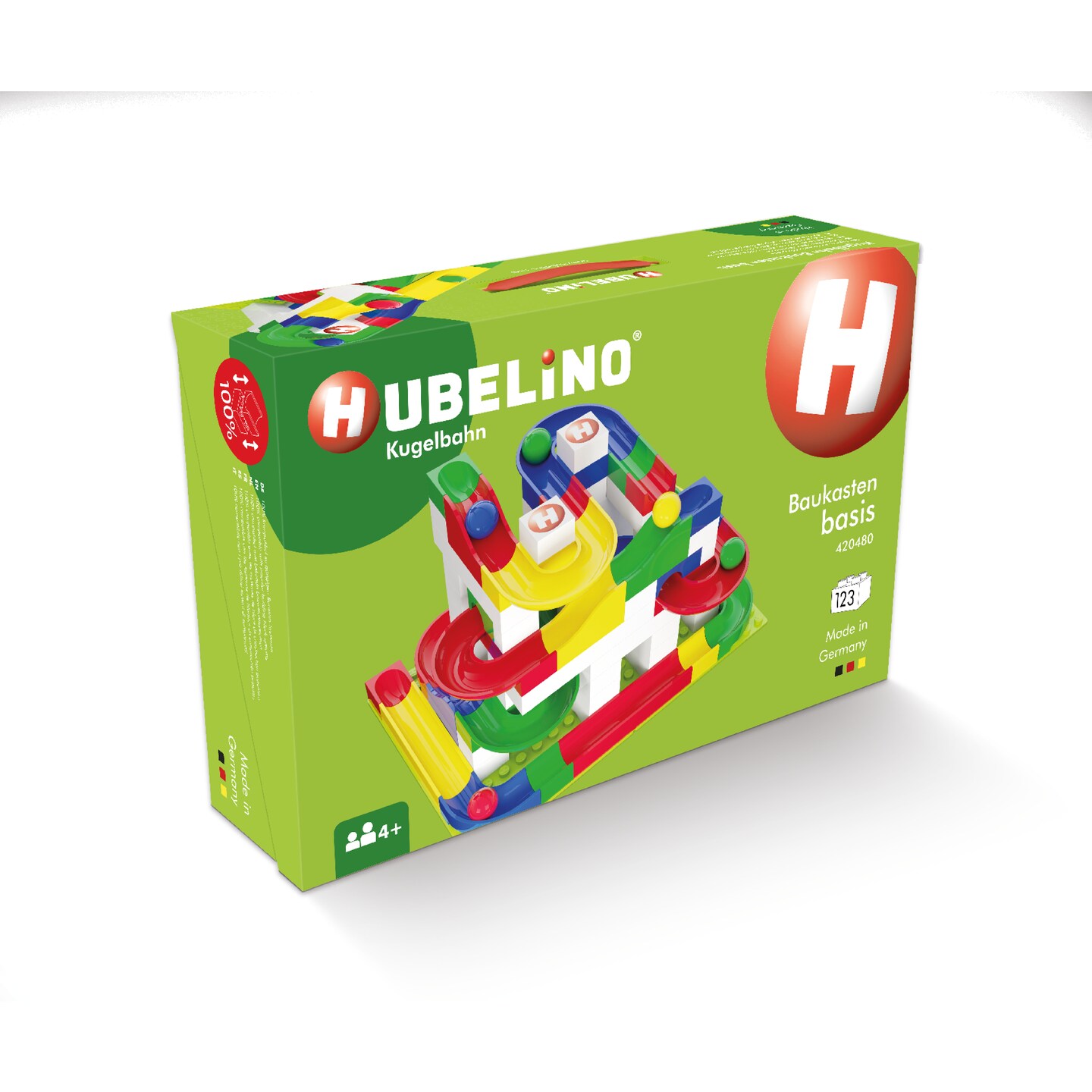 Hubelino Marble Run 123 Piece Starter Building Box Set, STEM Toys for 4-8 Year Olds, Compatible Marble Maze and Ball Run, Made in Germany