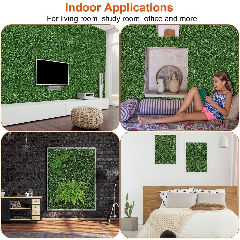 12ct Artificial Boxwood Greenery Hedge Panels 23.6&#x22; x 15.75&#x22;