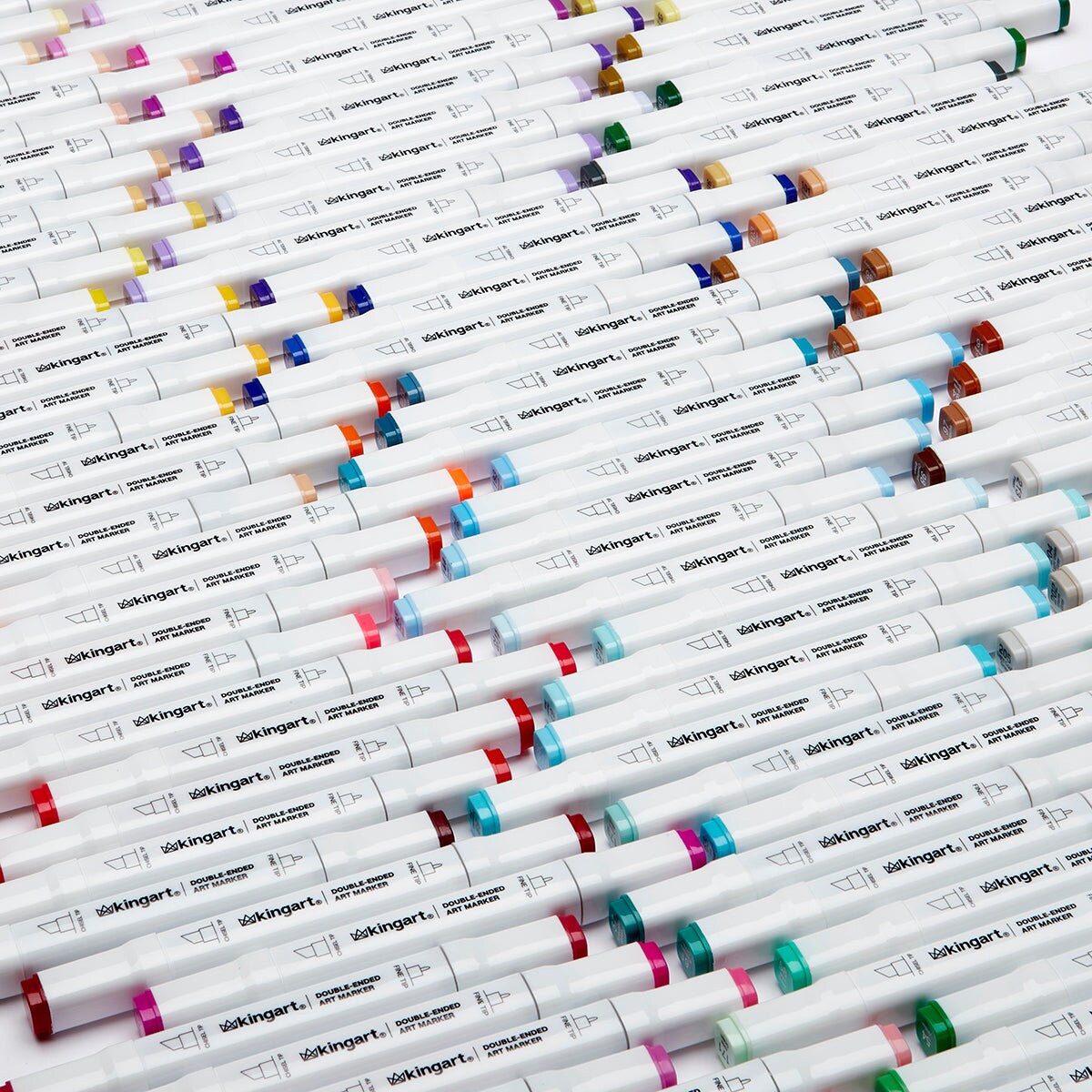 KINGART&#xAE; PRO Double-Ended Art Alcohol Markers, 120 Colors with Both Fine &#x26; Chisel Tips and Superior Blendability