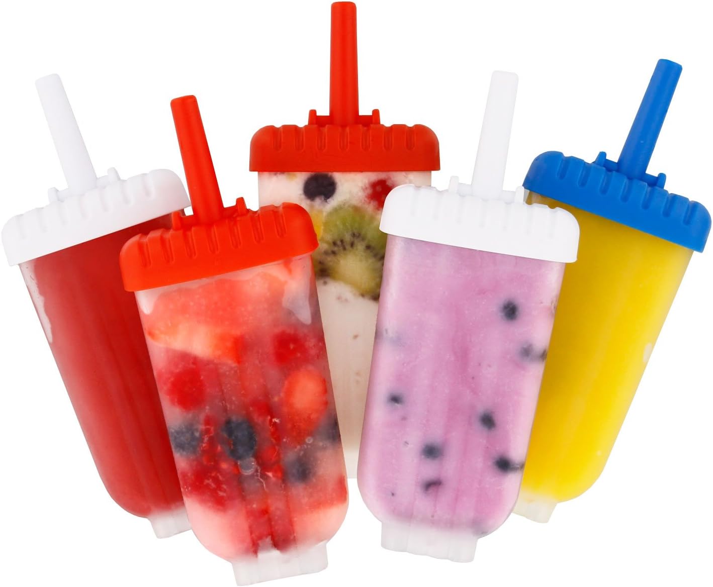 Jumbo Set of 18 Classic Ice Pop Popsicle Molds - Sets of 6 Red, 6 White & 6 Blue - Reusable USA Colored Ice Pop Makers