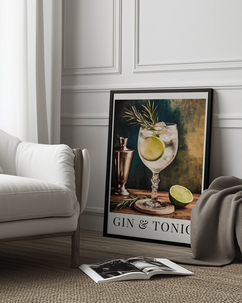 Gin &#x26;amp; Tonic - Andreas Magnusson 24x36 Black Framed Art | Home or Office Art