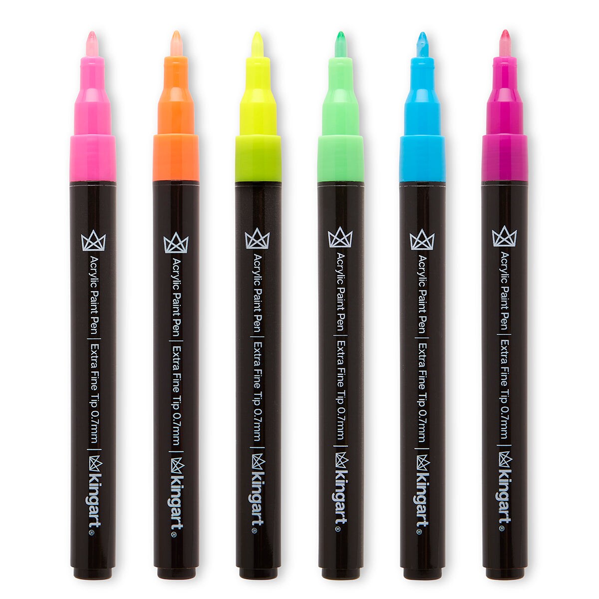 KINGART&#xAE; PRO Paint Pens Extra Fine Tip, 6 Neon Colors