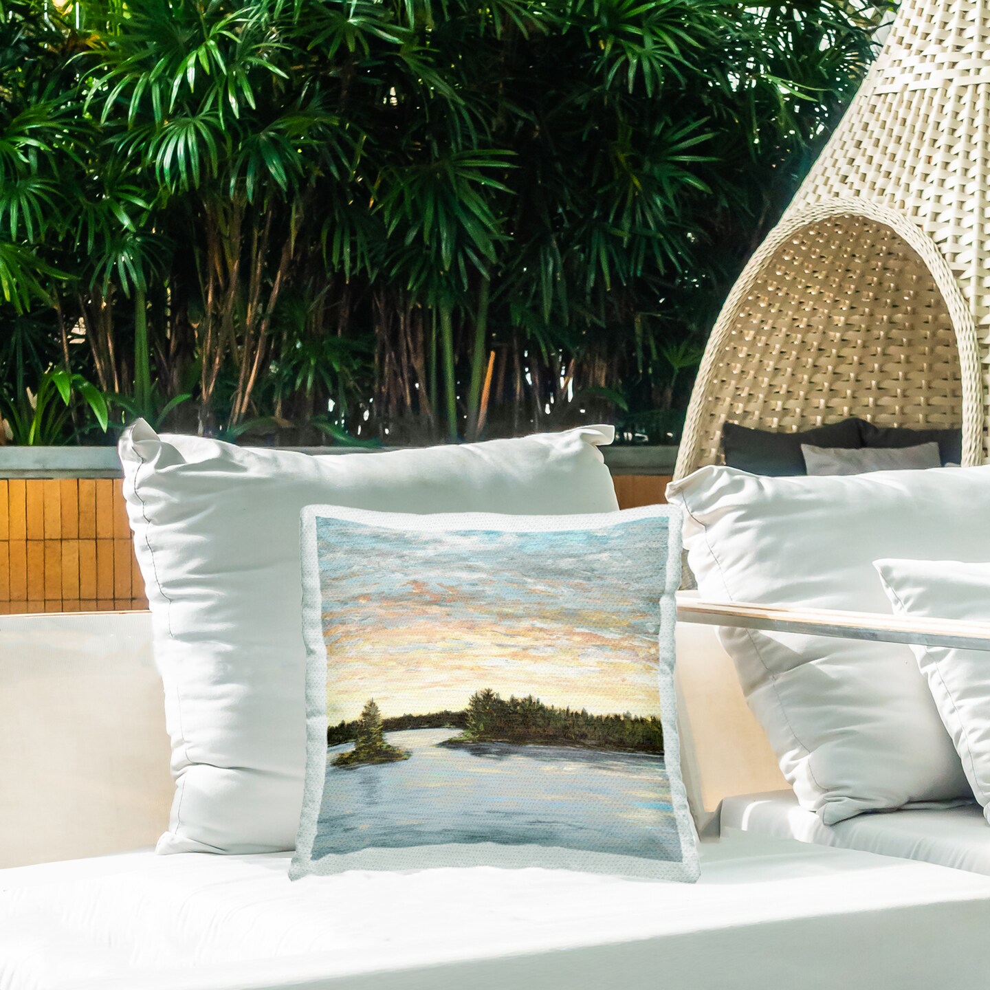 Stupell Industries Lake Shore at Sundown Outdoor Printed Pillow, design by Julie DeRice, 18 x 7 x 18