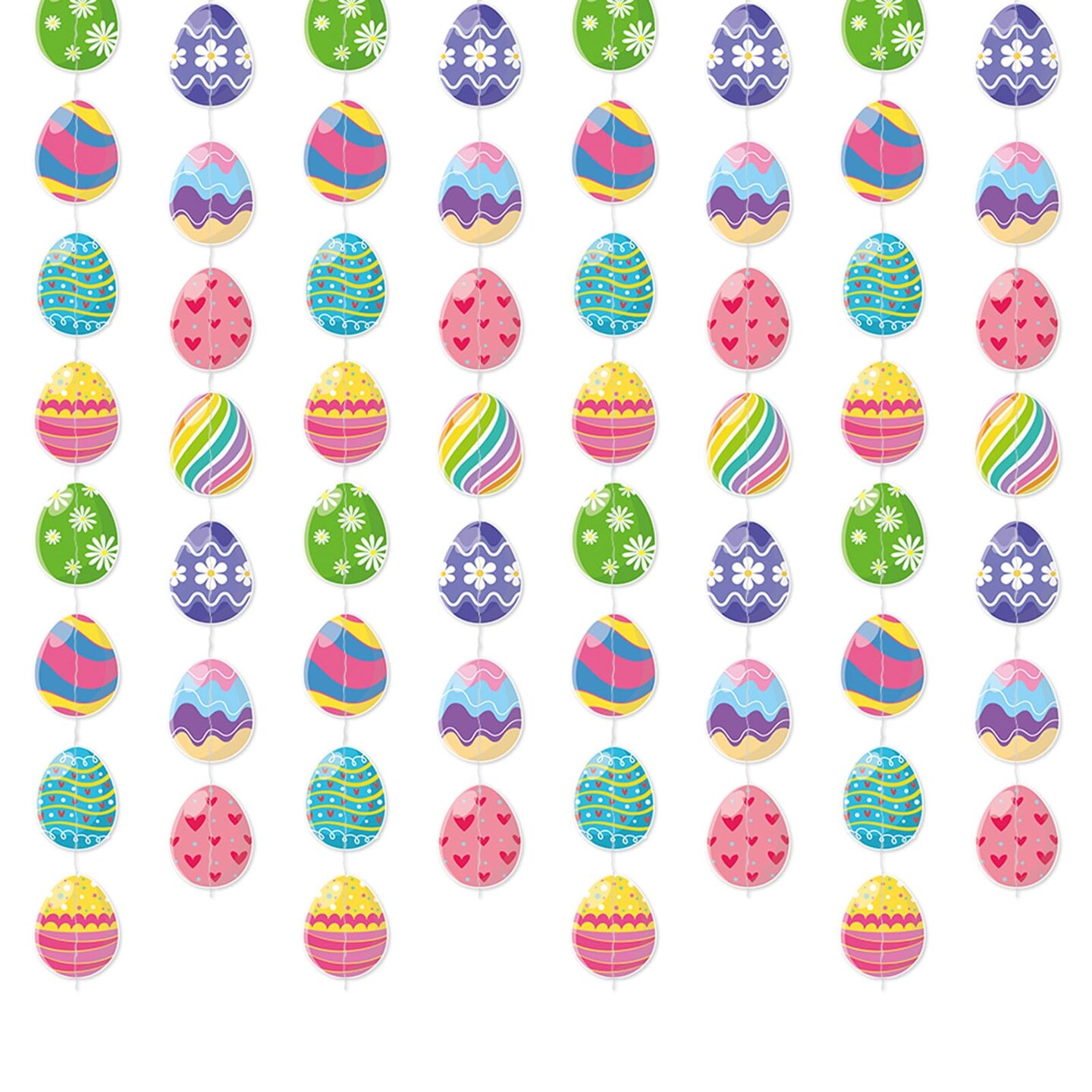 Easter Egg Party Decoration Garland - 8pcs Pastel Rainbow Spring Hanging Paper Streamers, Kids Birthday Favors Gifts Classroom Supplies Banner,Indoor Outdoor Decor Lasting Surprise