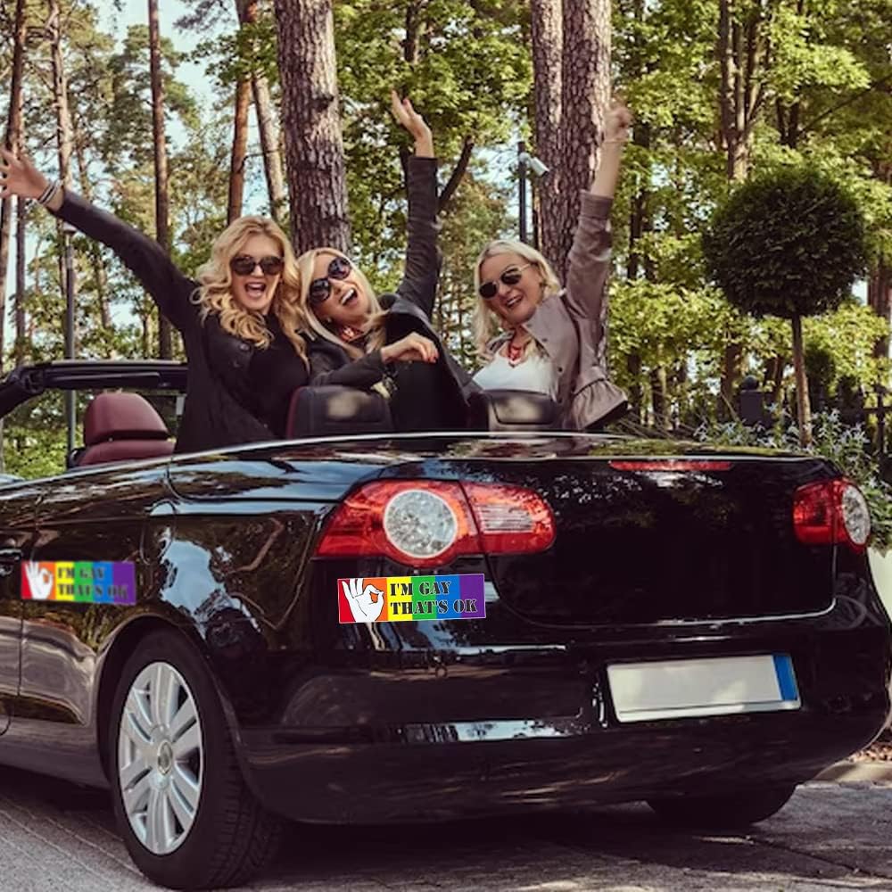 2PCS Gay Pride Bumper Stickers for Cars, LGBTQ Rainbow Magnetic Bumper Stickers for Adults Reusable Pride Month Decorations Magnetic Sign for Pride Parades Party Supplies Decorations Accessories