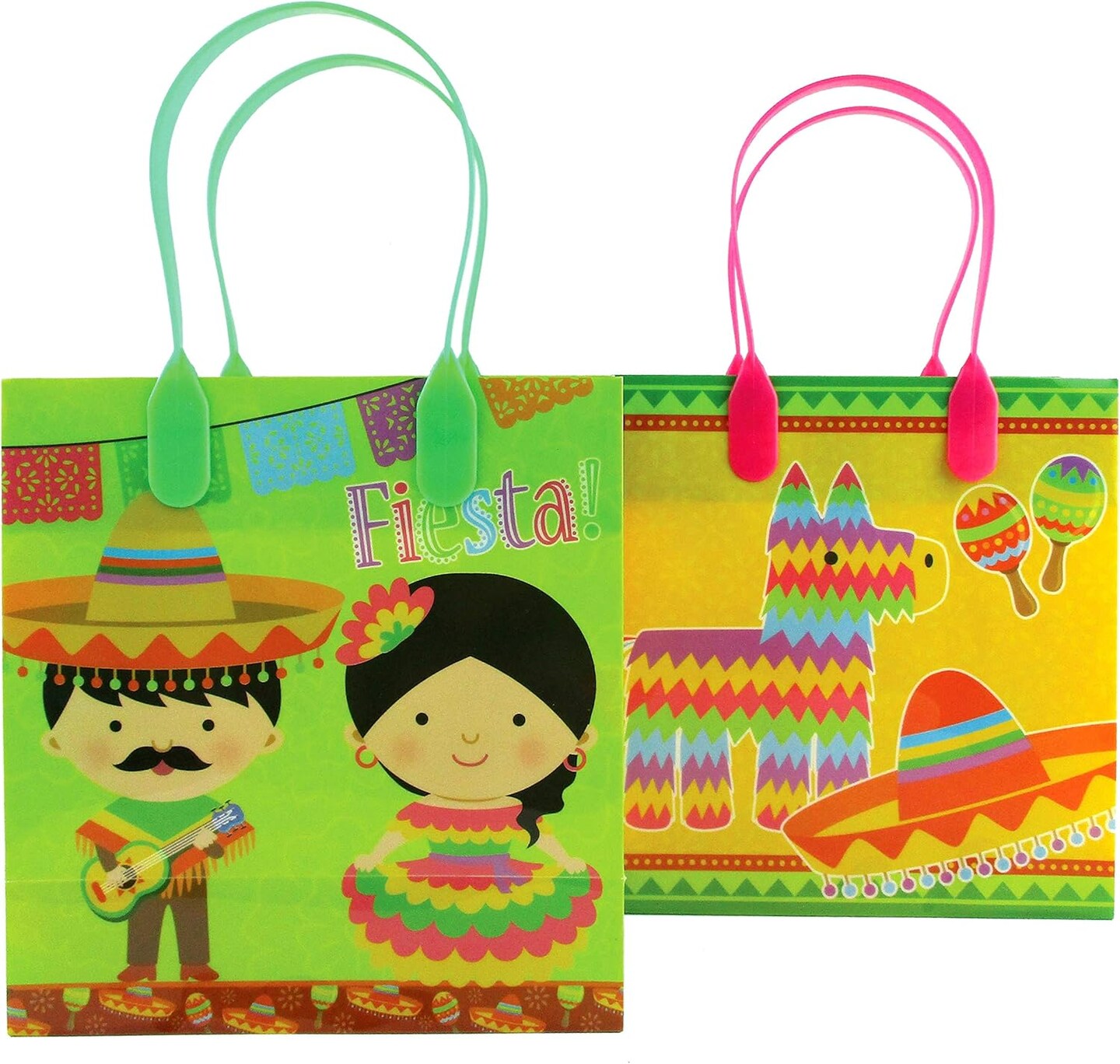 TINYMILLS Mexican Fiesta Taco Themed Party Favor Bags Treat Bags, 12 Pack