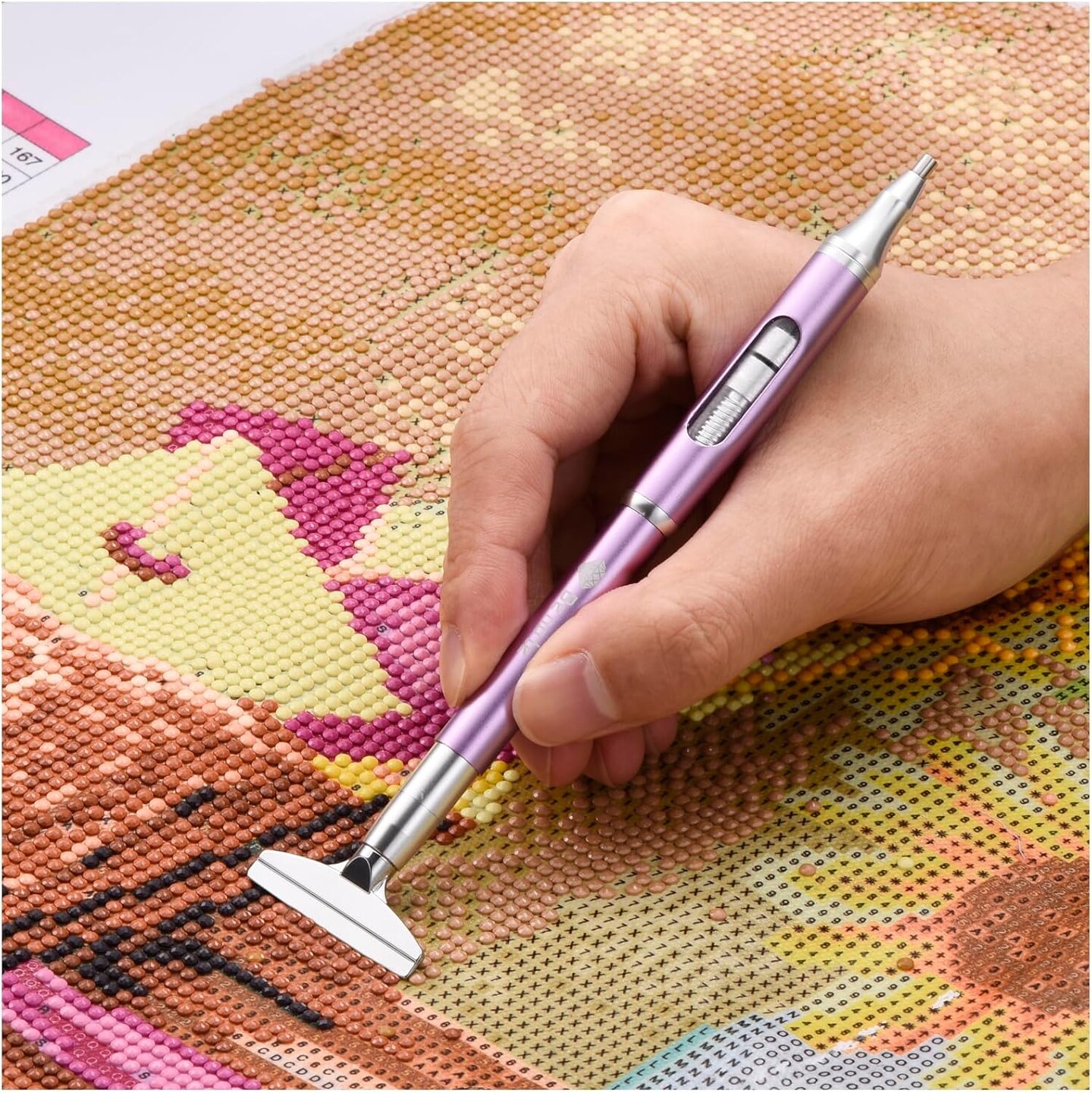 Diamond Art Painting Pen Refillable Wax, Diamond Paint Accessories Refillable Wax Pen Self-Stick Drill Pens with Metal Correction Plate for Art DIY Craft - B18