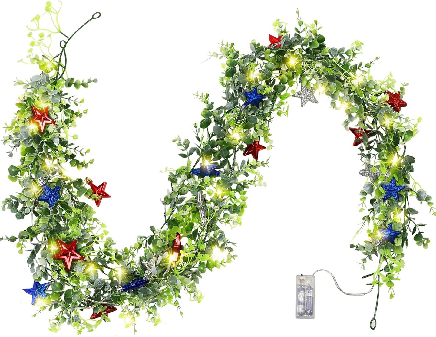 6 FT LED July Garland with String Lights for 4th of July Decorations