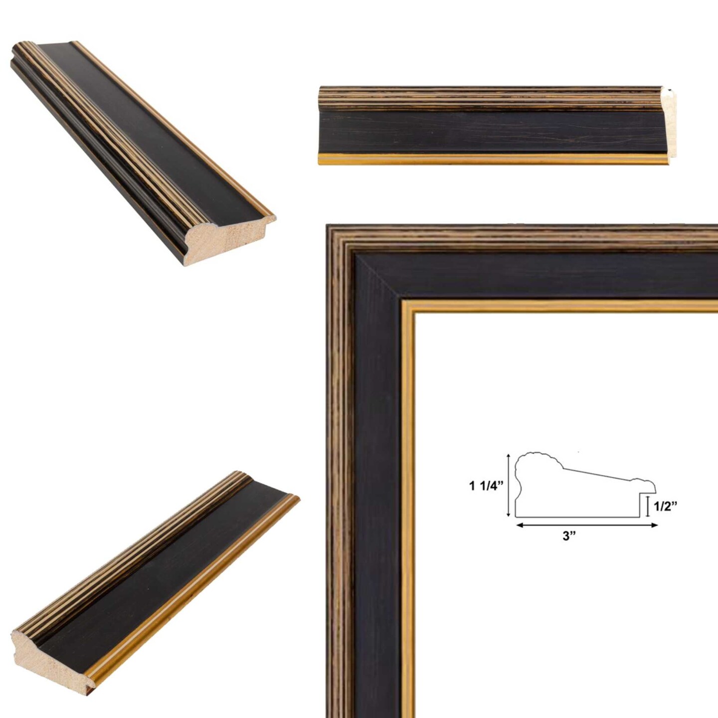 Wide Black Antique Gold Picture Frame 30x40 frame