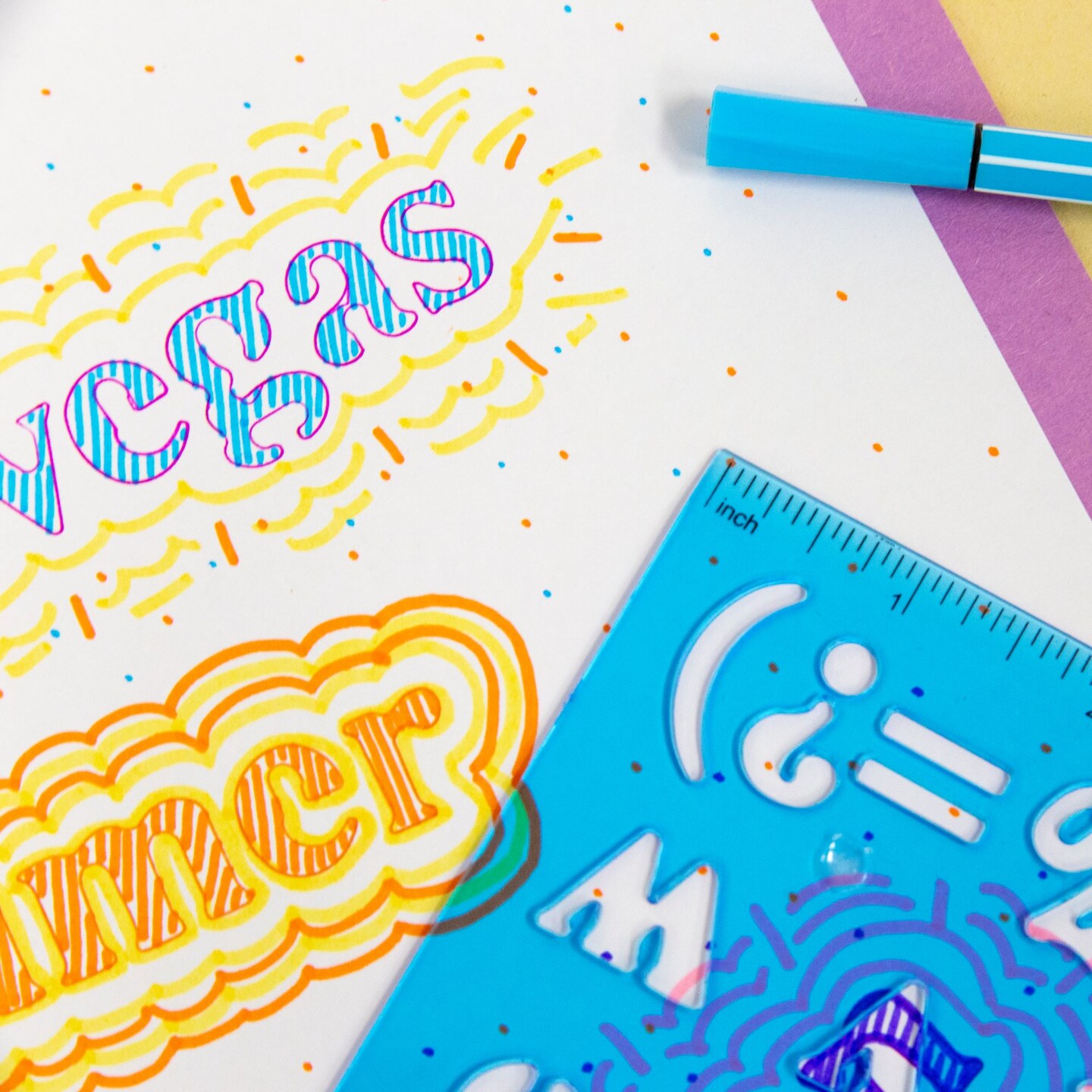 BAZIC 20mm Size Lettering Stencil Ruler Sets (2/Pack)