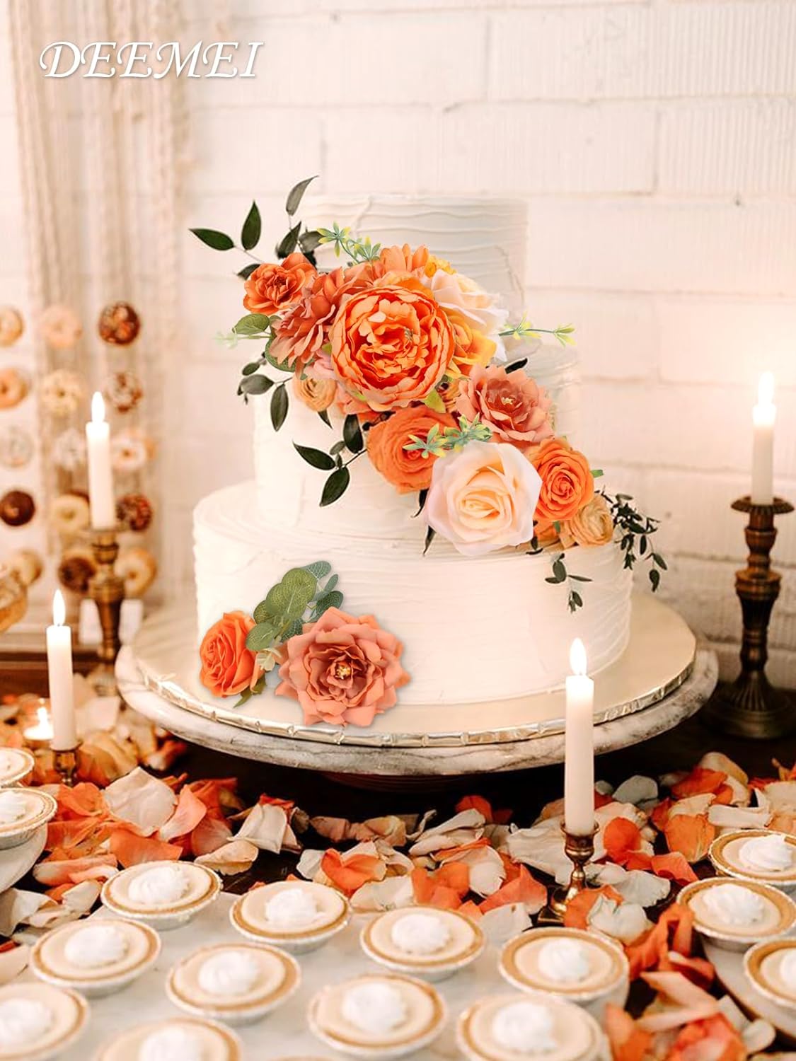 Artificial Fall Flowers Burnt Orange Combo Box Set