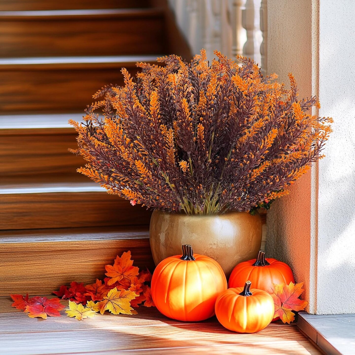10 Bundles Artificial Fall Flowers for Outdoors Fall Decorations