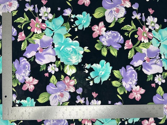 1 Yard ITY Knit Floral Print Fabric Soft Draping Stretch for Dresses Tops Skirts 58"-60" Inches Width