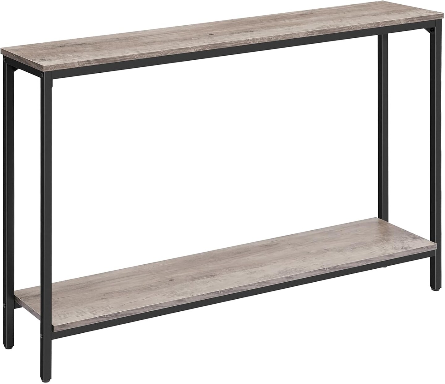 Greige Black Metal Console Table with Double Shelf Sofa Stand