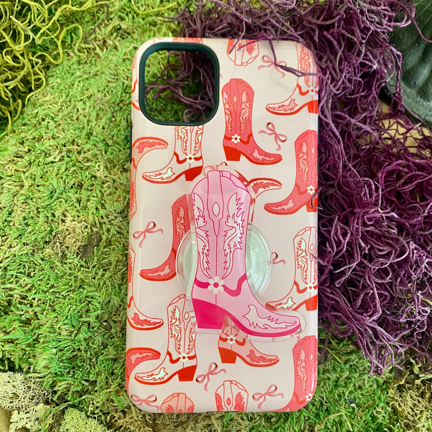 Western Phone Grip, Cowgirl Boot Phone Grip, Cute Pink Kindle