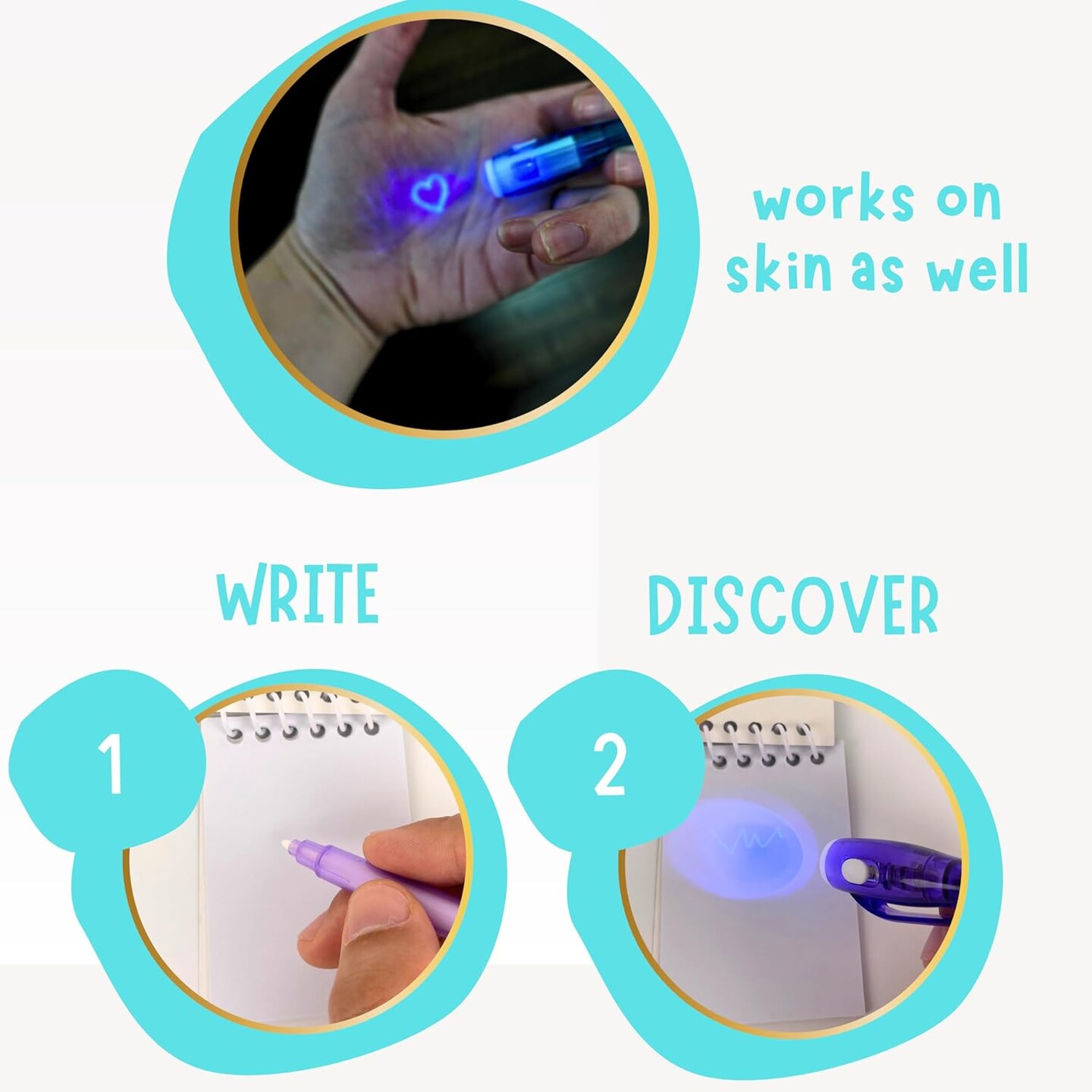 4E&#x27;s Novelty 12 Fun Pens for Kids &#x2013; 12 Magic Pen UV Light Pen, Notebooks &#x26; Goodie Bags &#x2013; Goodie Bags Stuffers for Kids 8-12