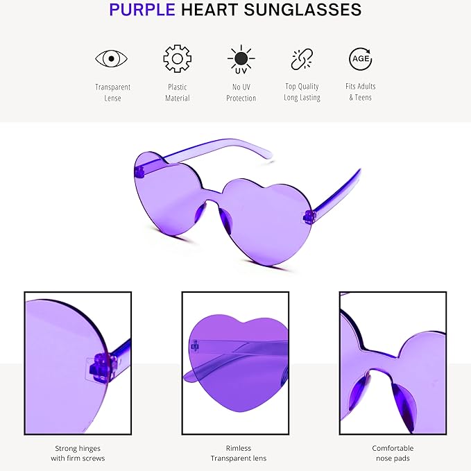 4E's Novelty purple cowboy hat with feathers & heart sunglasses – a cute cowgirl hat for parties & more!