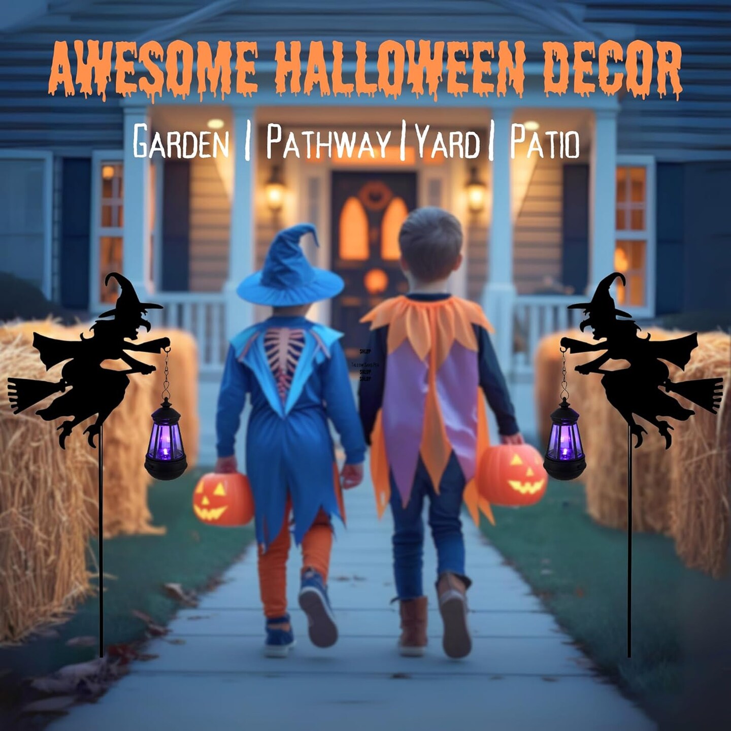 Halloween Decorations Outdoor Witch Solar Lanterns 2 Pack