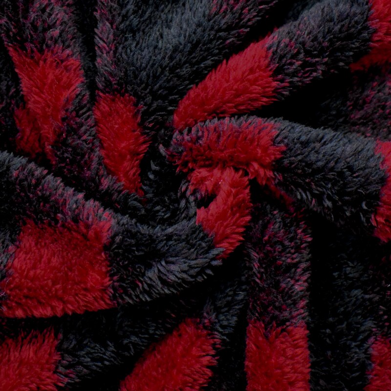 Red-Black Polyester Check Plaid Double Sided Fleece Knit Fabric By the Yard