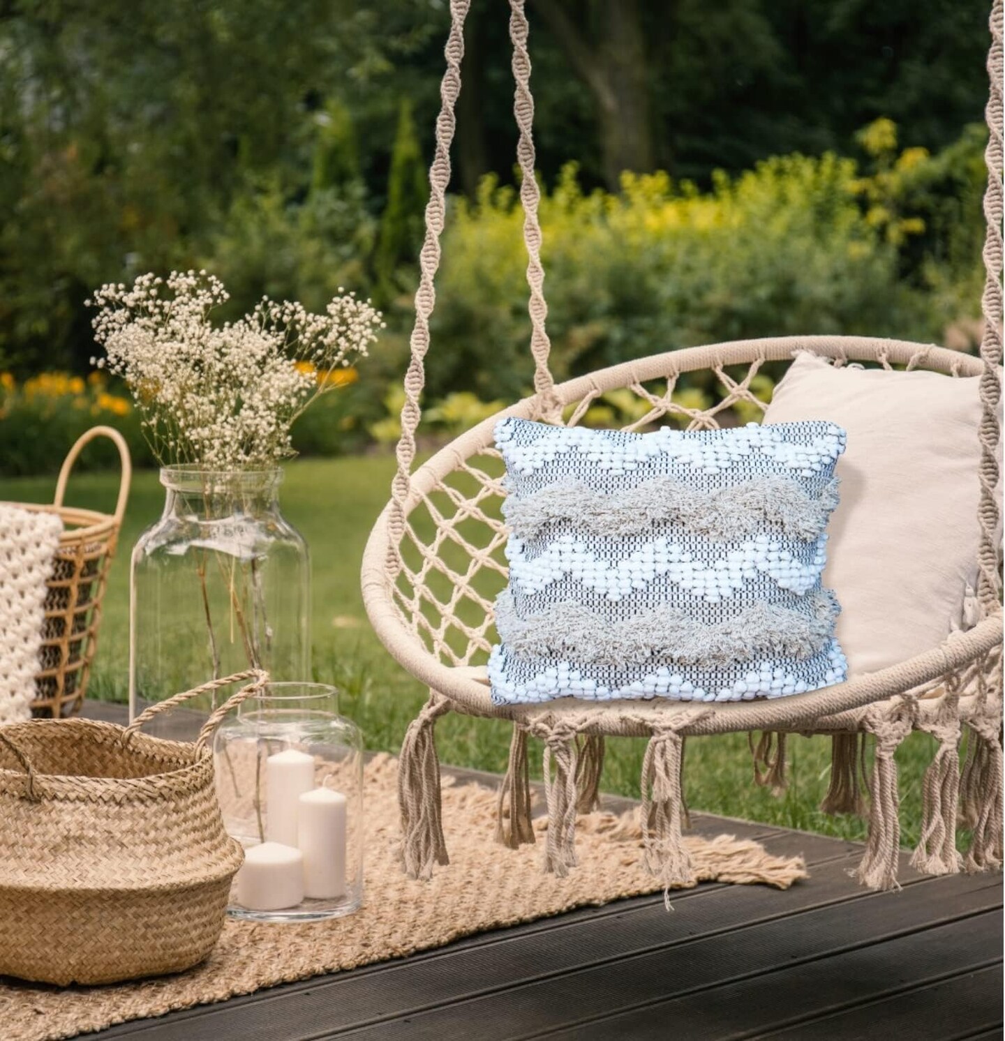 Bohemian Moroccan Rustic Decorative Throw Pillow Cover 18”x18” (Zigzag)