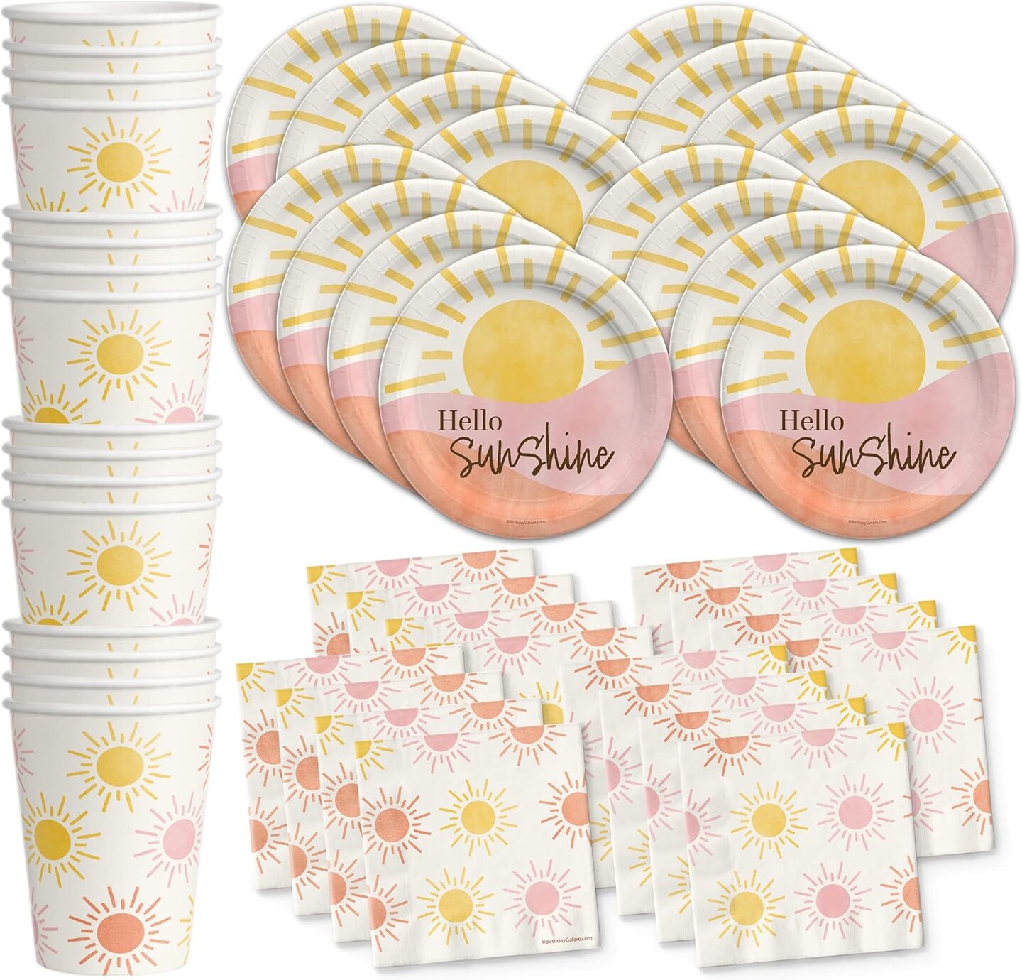Hello Sunshine Birthday Party Supplies Set Plates Cups and Napkins Tableware Kit