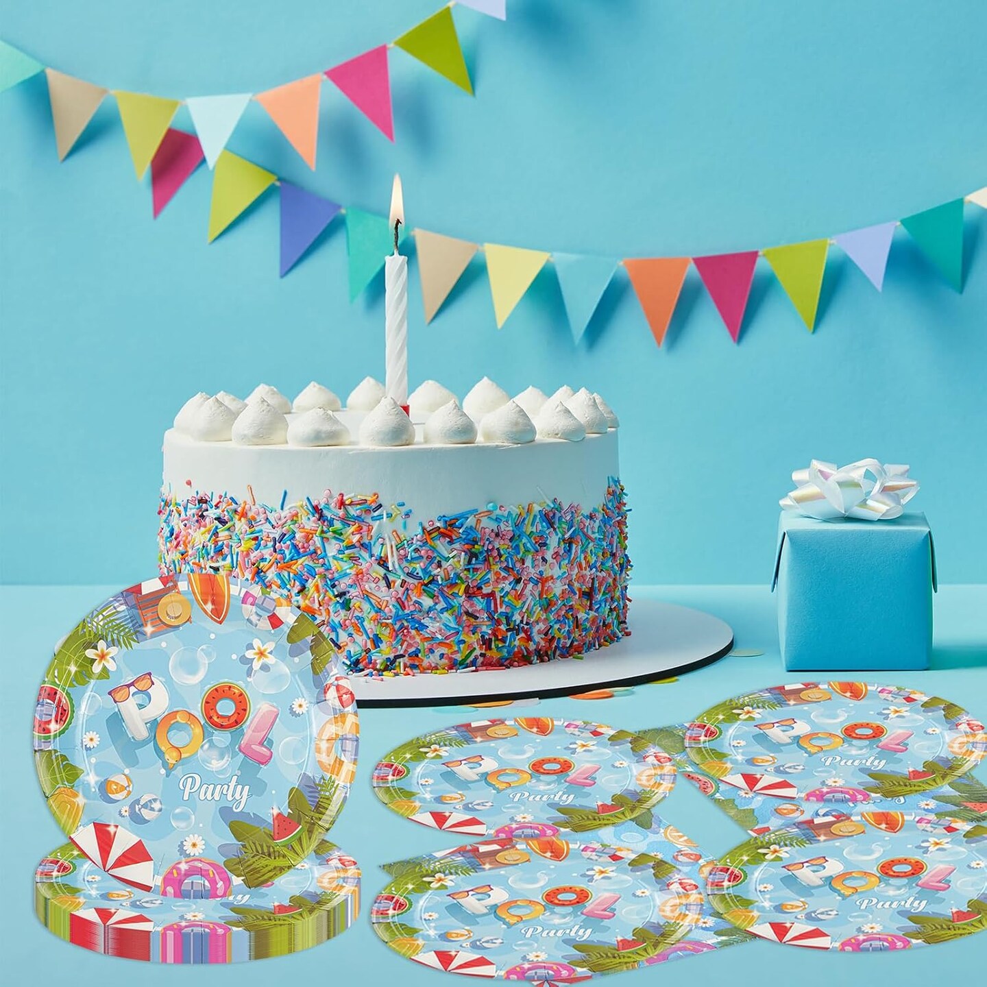96 Pcs Beach Party Supplies Paper Plates Napkins Summer Beach Hawaiian Pool