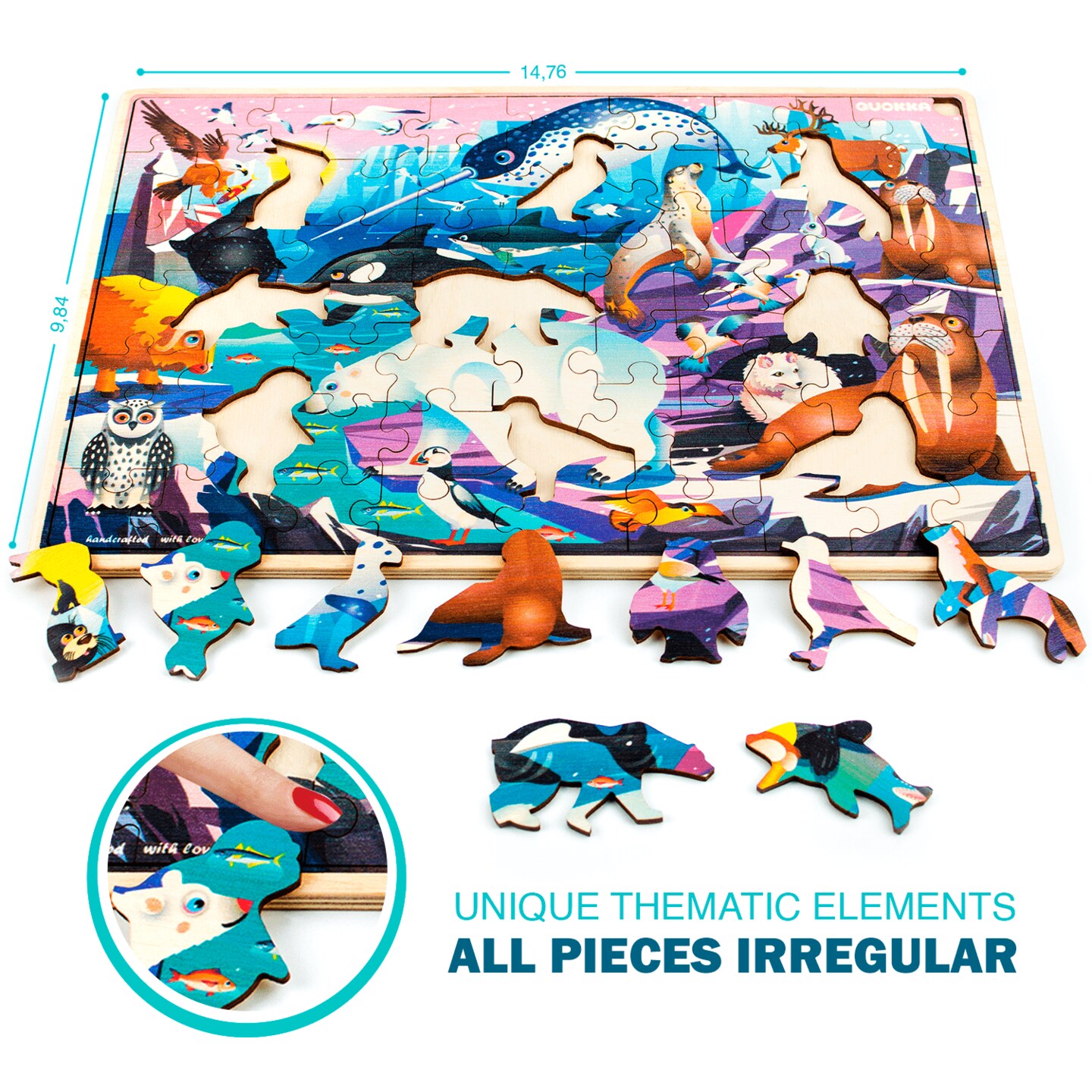 QUOKKA Wooden Puzzles for Kids Ages 4-6 &#x2013; 4 x 60 Piece Kids Puzzles Ages 4-8-10 Year Olds by QUOKKA - Jigsaw Learning Game with Animals Dinosaurs City for 3-5 yo Wood Toys for Boys and Girls