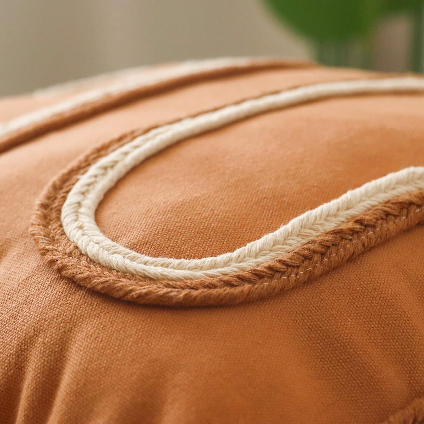 Boho Throw Pillow Covers, Handmade Modern Farmhouse Decorative Fringe Orange Cushion Case (18&#x27;&#x27; x 18&#x27;&#x27;, Brown)