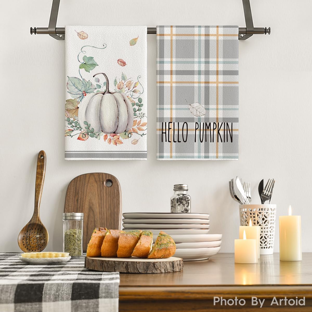 18x26 Inch Seasonal Leaves Decoration Hand Towels Set of 4