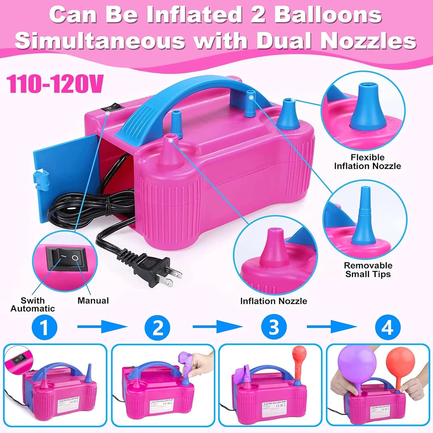 Balloon Arch Kit and Balloon Pump Electric, 10ft Wide Adjustable Balloon Arch Stand With 100Balloons 2Balloon Stands