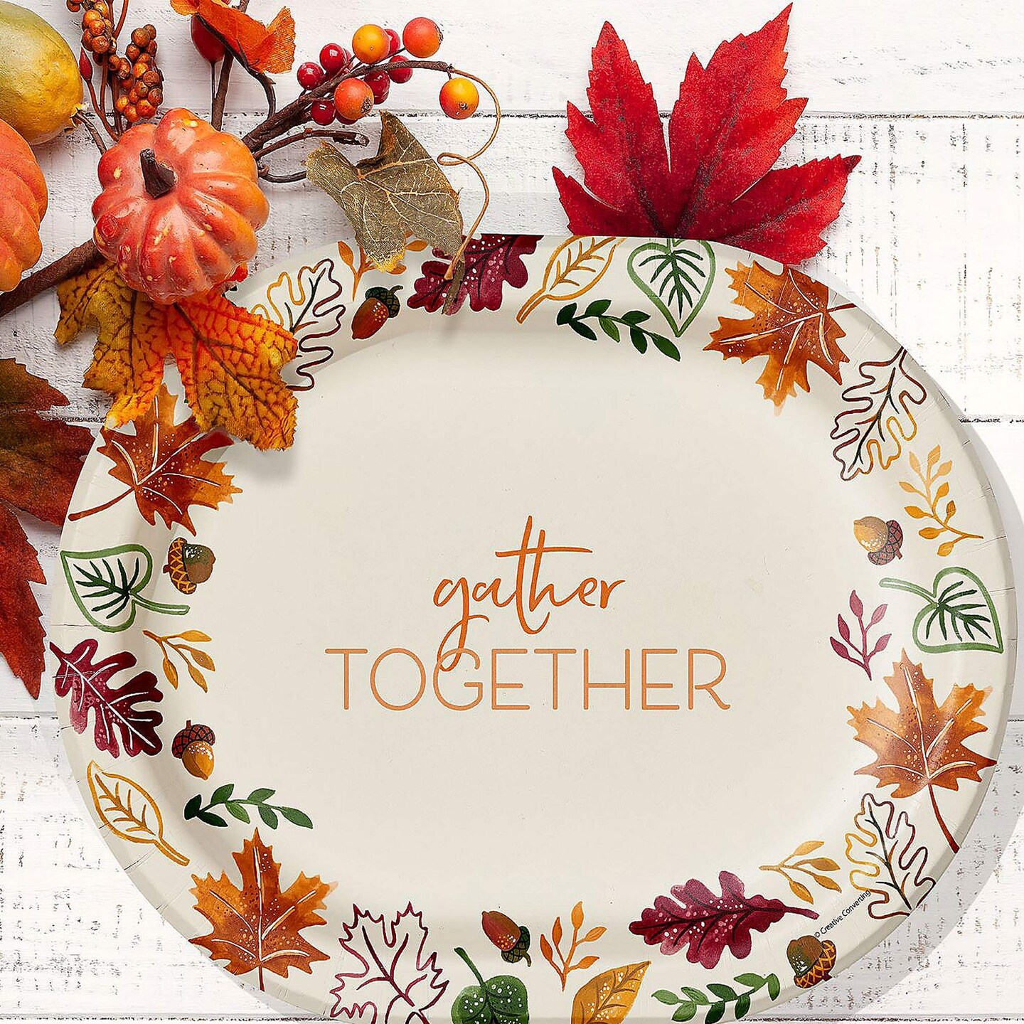 24 Pack Fall Gather Together Dinner Plates 9.25&#x22;x12&#x22;