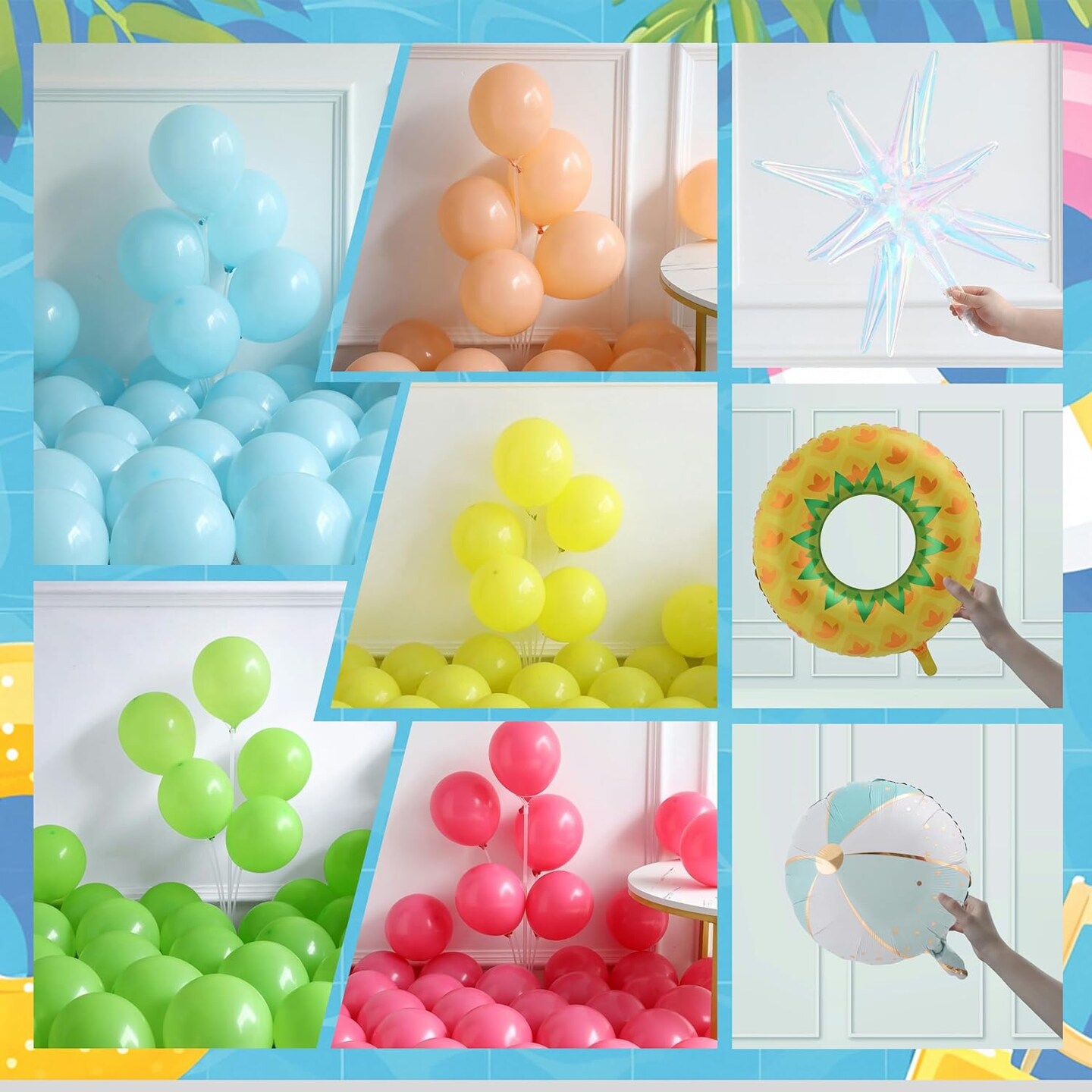Tropical 162pcs Pastel Colorful Balloons with Beach Ball (Pastel Color)