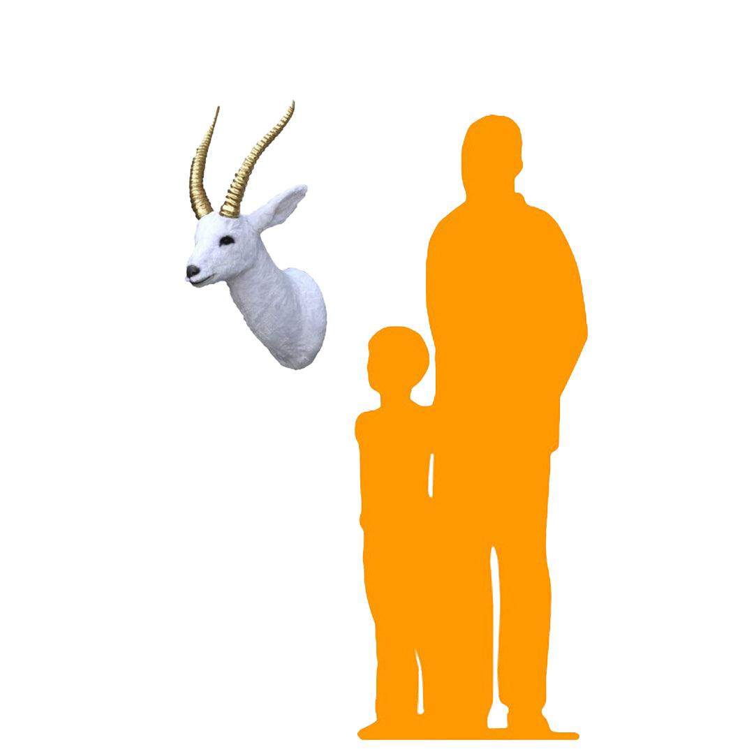 White Gazelle Head Life Size Statue