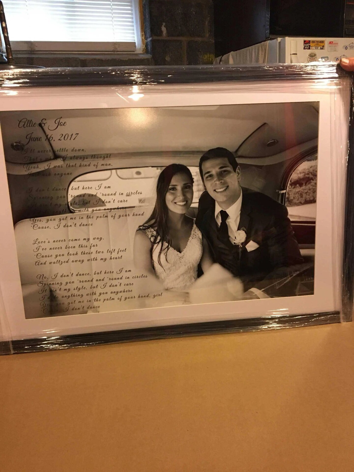 Custom Anniversary Song lyrics art print framed