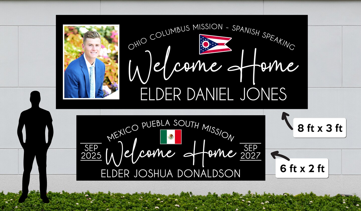 Welcome Home Missionary Banner for Front Yard and Airport with Picture, Photos, Flag, for Two Missions and Homecoming - image9