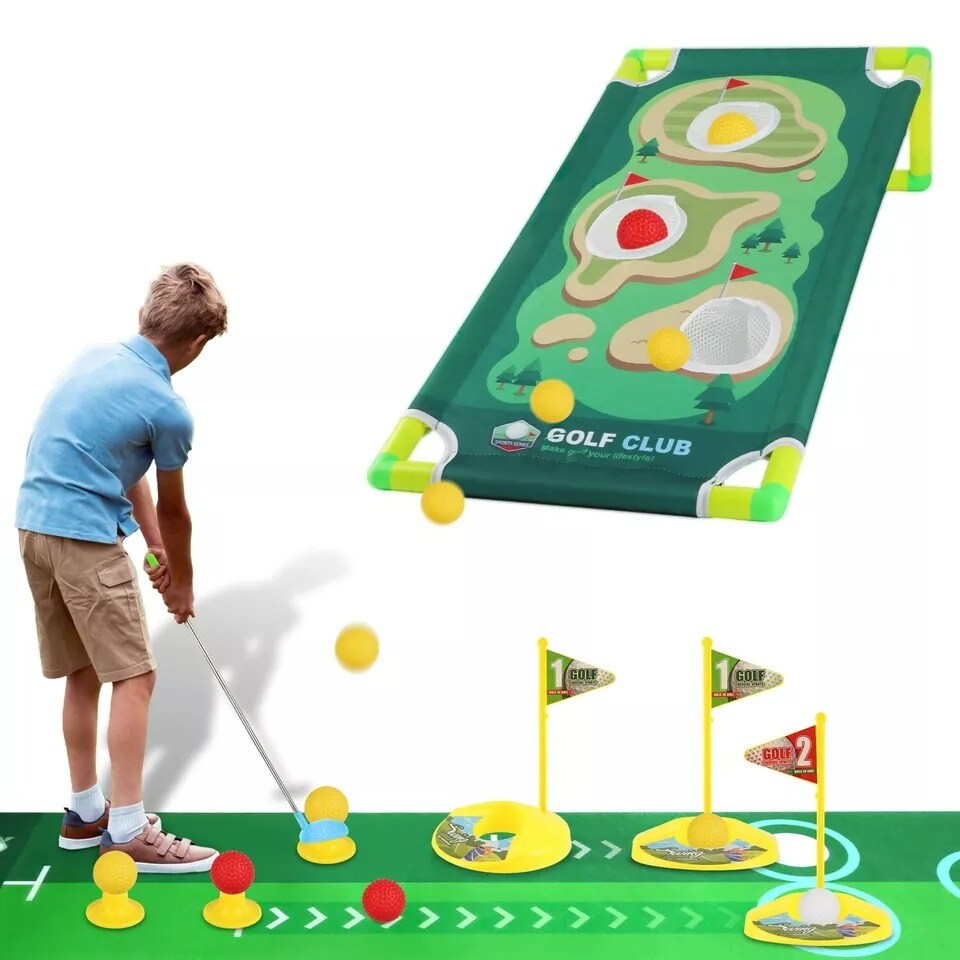 Kids Toddler Golf Set with 9 Balls &#x26; 3 Golf Club Sport Games Toys Christmas Gift