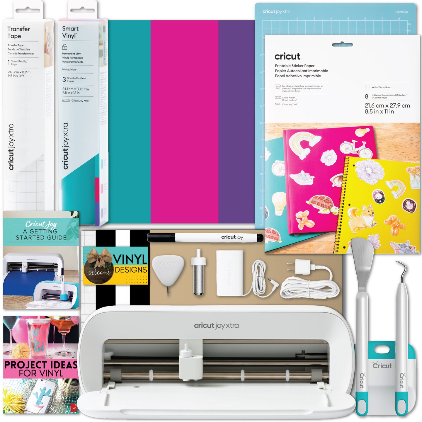 Cricut Joy Xtra Machine with Printable Sticker Paper and Vinyl Bundle