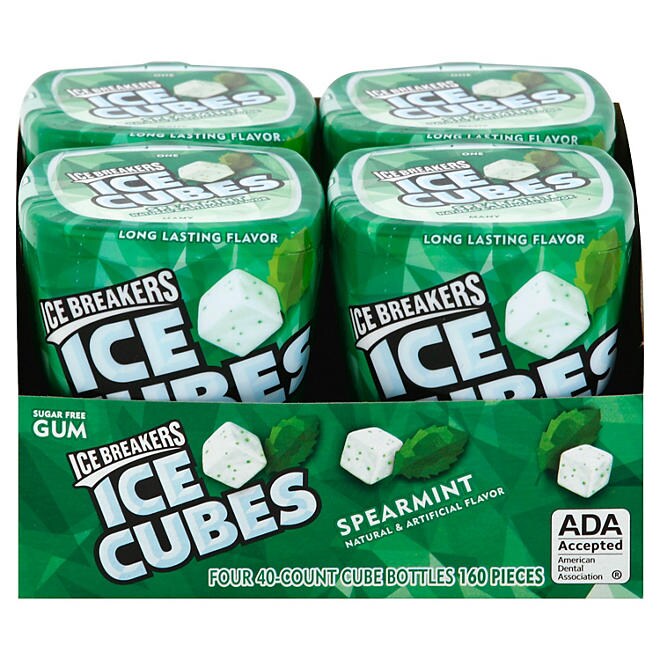 Ice Breakers Ice Cubes Spearmint Sugar Free Gum 40 pcs 4 pk.