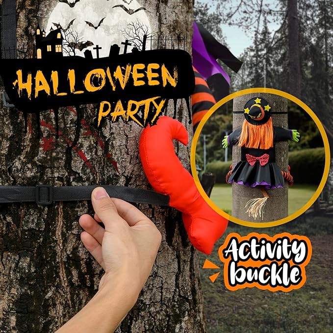 Halloween Decorations Outdoor Crashing Witch: Flying Crashed Witches Hanging into Tree - Halloween Decor for Yard Garden Porch