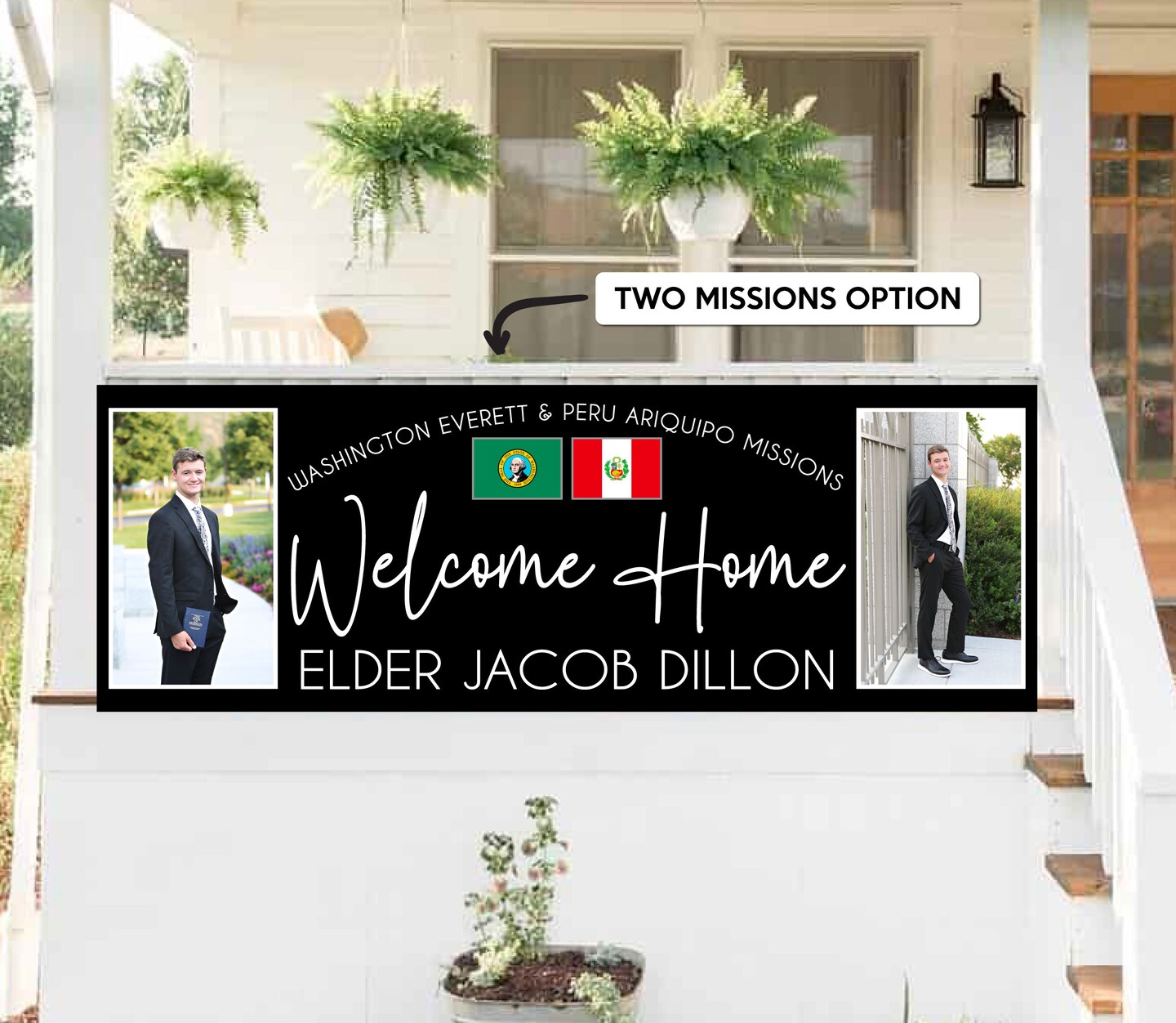 Welcome Home Missionary Banner for Front Yard and Airport with Picture, Photos, Flag, for Two Missions and Homecoming product 7