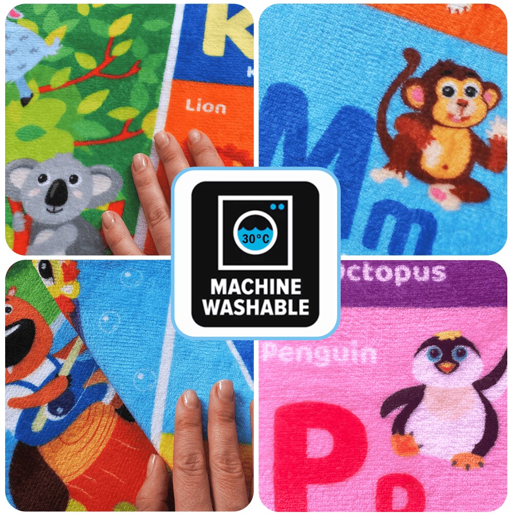 QUOKKA Baby Play Mat for Floor - Super Soft Plush Surface ABC Playmat for Toddlers & Infants - Extra Thick (0.8cm) Large Padded Non-Slip Rug for Crawling & Playing - Foldable Gift Mat