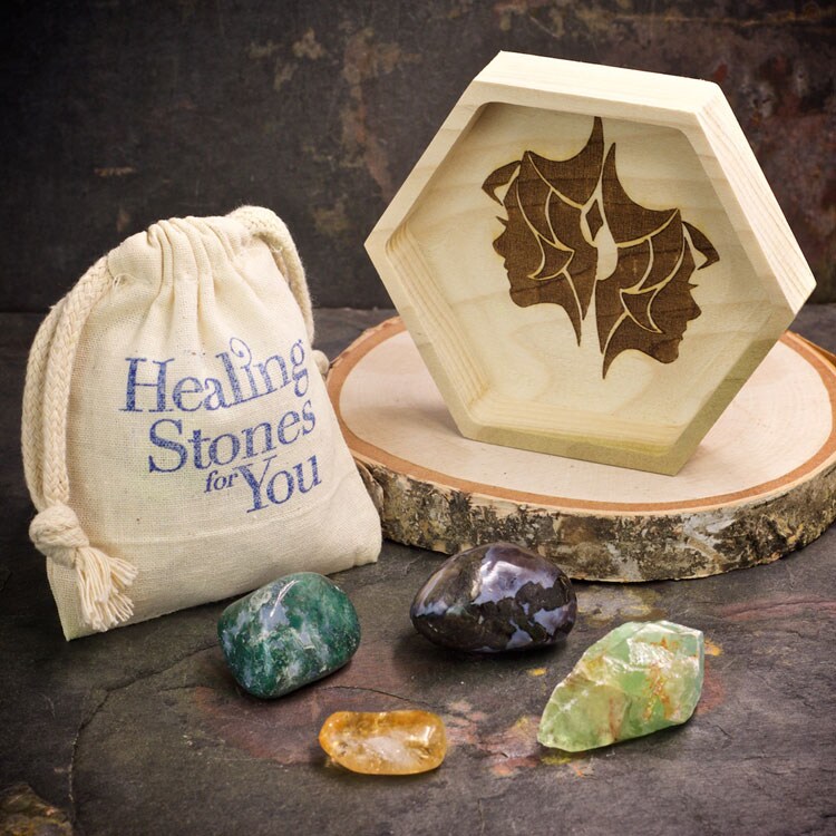 Gemini Zodiac Crystals with Gemini Dish