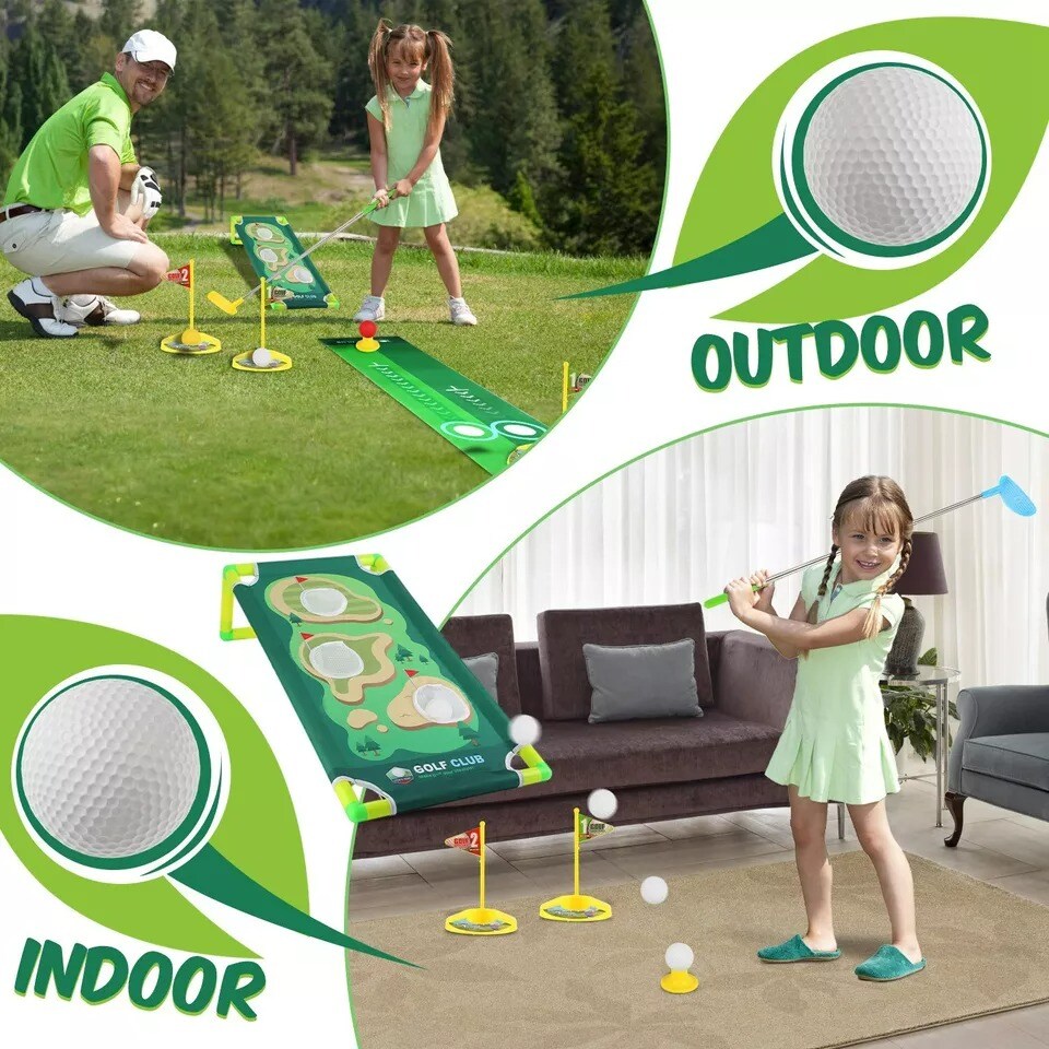 Kids Toddler Golf Set with 9 Balls &#x26; 3 Golf Club Sport Games Toys Christmas Gift