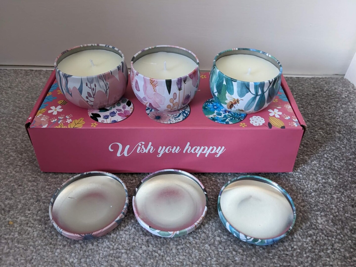 3Pack Scented Candle Set, Candles for Home Fragrance, Soy Wax Aromatherapy Tin Candles , Birthday Gift for Women