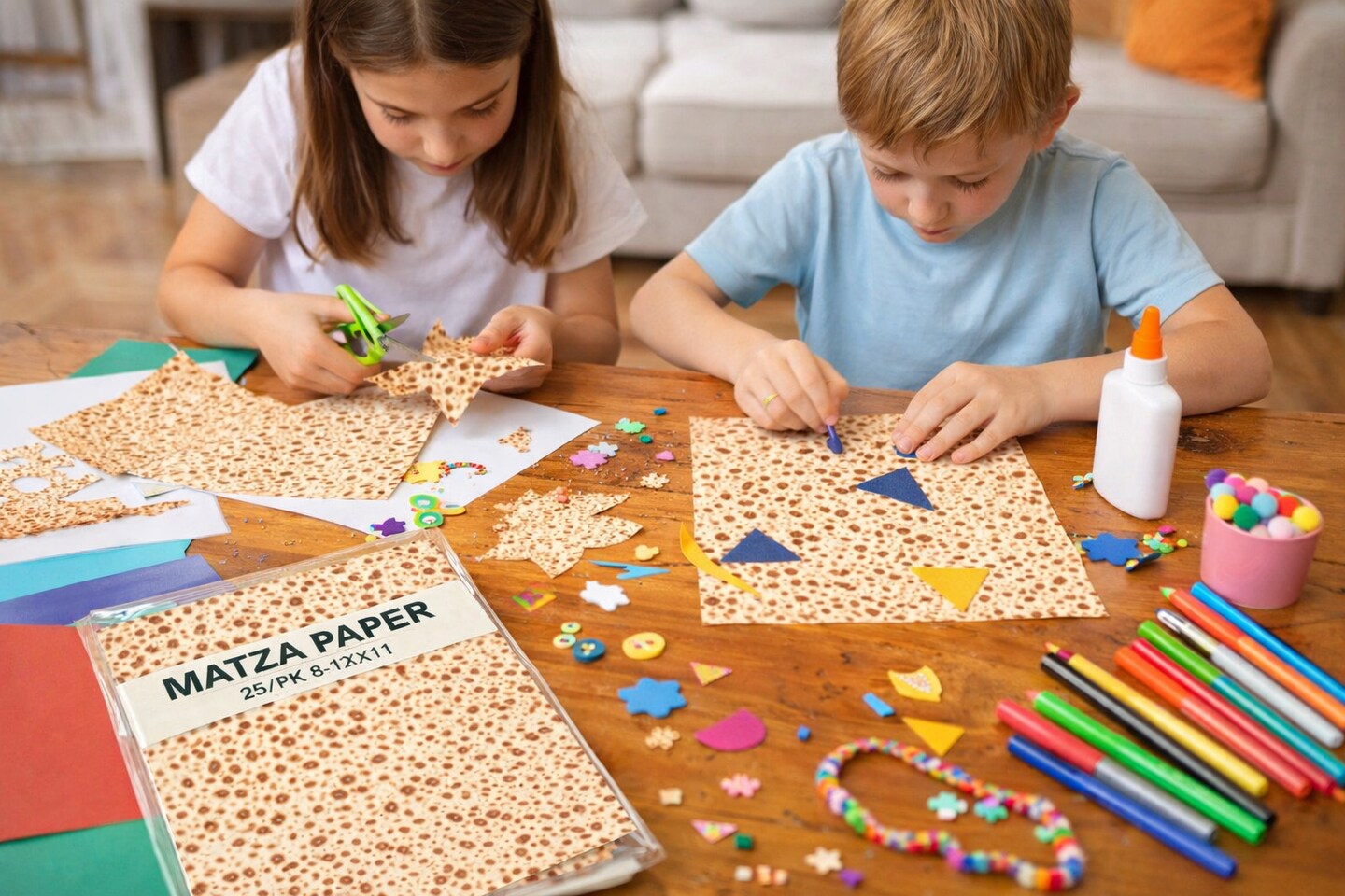 Matza Pattern Craft Paper 25 Pack – 8.5" x 11" Passover Themed Decorative Sheets for Classroom Crafts & Holiday Projects