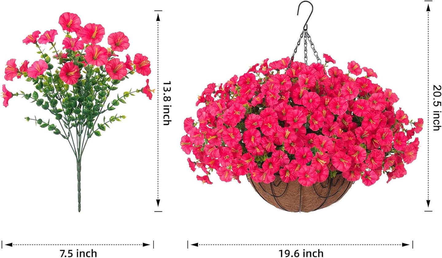 Artificial Faux Hanging Plants Flowers Basket for Outdoor Outside Spring