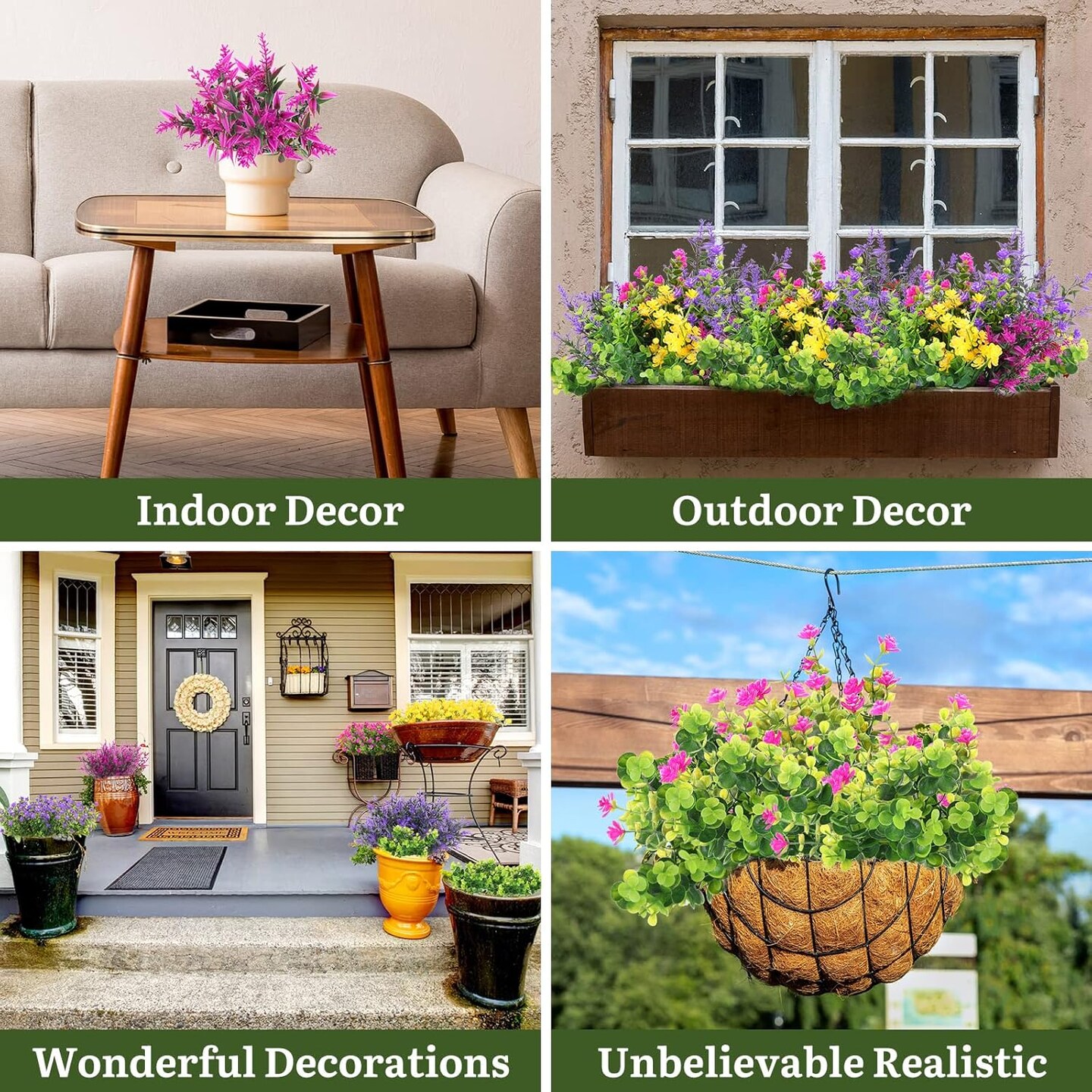 24 Bundles Artificial Fall Flowers – Faux Boxwood & Shrubs for Outdoor & Home Decor (Classic Style)