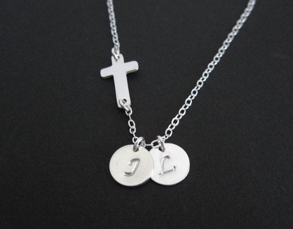 Initial Necklace. Silver Cross Necklace. Personalized Sterling Silver Jewelry. Sister. Best Friends. Family Jewelry. 1.2.3.4.5.6 initials product 3