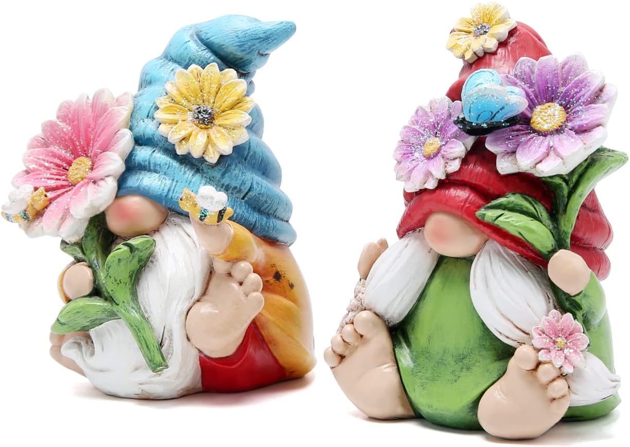 2pcs 4" H Spring Summer Gnome Garden Decorations- Tomte Elf Fall Gnome Decorations Gifts